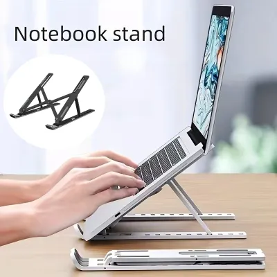1pc Ergonomic Laptop Stand with Cooling, Portable Foldable Adjustable Height, Desktop Riser for Tablet, Notebook, Computer