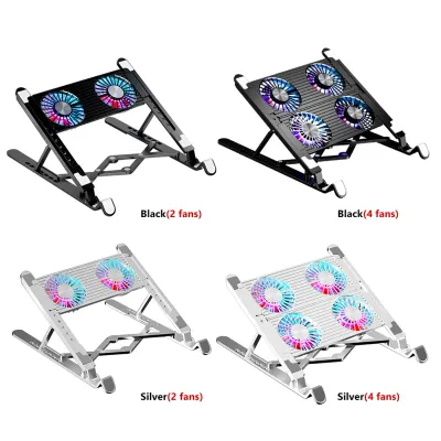 Laptop Cooling Pad with 2/4 Fans Foldable Gaming Laptop Cooler Fan RGB Silent Portable Laptop Holder for 11-17.3 Inch Notebook