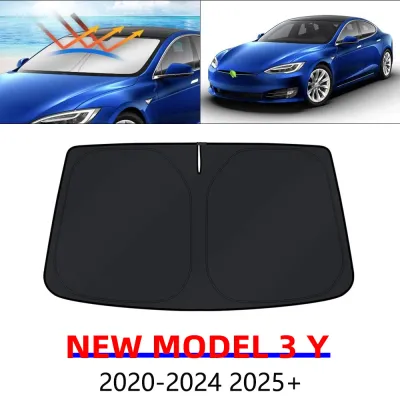 For Tesla Model Y Juniper Model 3 Highland 2025-2020 Front Windshield Sunshade Sun Shade Cover Blockage Foldable Heat Insulation