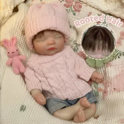 10Inch/25cm Open Mouth&Rooted Hair Solid Silicone Reborn Girl Doll bebe reborn de silicona Soft Touch Newborn Doll Perfect Gift