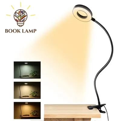 48 LEDs Clip on Desk Lamp 360°Flexible Gooseneck Reading Table Light Eye-Caring USB Clamp Books Night Light Study Read Light