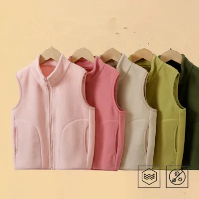 Autumn Kid Vest Winter Warm Fleece Sleeveless Jacket For Boys Girls Casual Versatile Teenage Children Outerwear