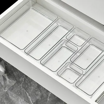 Stackable Acrylic Drawer Organizer Adjustable Divider Trays For Cosmetics Modular Makeup Storage Box