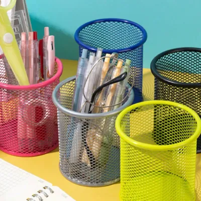 2/1pcs Hollow Mesh Pen Holder Storage Box, Minimalist Multifunctional Stationery Organizer Rack, Suitable For School Supplies, Office Use, Student School, Back To School Season And Learning Supplies, Perfect gift