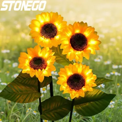Solar Powered Waterproof Outdoor Sunflower Garden Lights Decorative Lighting for Backyard Flower Bed Pathway