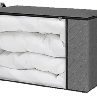 35L/60L/90L Foldable Storage Box Transparent Window Non-woven Fabric Clothes Storage Bins With Lids Dustproof Storage Organizer