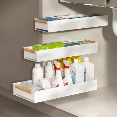 Multitier Spice Organizer, Slim Pull-Out Cabinet Storage, Side Mount Kitchen Drawer Rack, Space Saving Narrow Pantry Basket