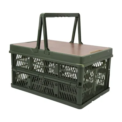 Foldable Camping Picnic Basket with Movable Board Large Capacity Multifunction Handheld Storage Box Home Organization