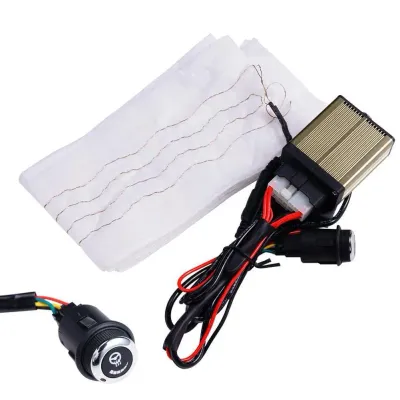 Car Steering Wheel Heater Kit 6 Gears Plastic Heat Pads Red LED Wireharness Heating Warm 12V Carbon Fiber Pad