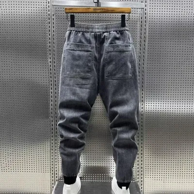 Harajuku Stretch Korea Cargo Jeans Harem Pants Streetwear Jogger Sweatpants Letter Printing High Quality Streetwear Clothing