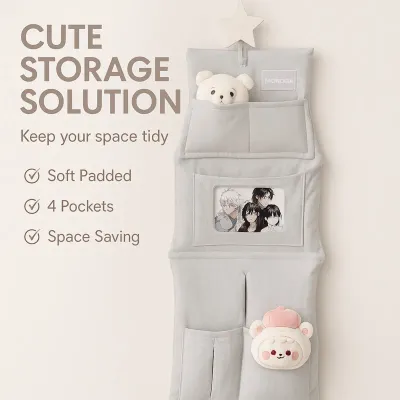 Wall Mounted 3-Pocket Storage Bag – Multifunctional Hanging Organizer For Dormitory, Bedroom, And Closet Essentials