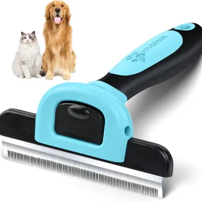 Pet Grooming Brush-Double Sided Shedding and Dematting Undercoat Rake Comb for Dogs and Cats Grooming and Care Deshedding Tool