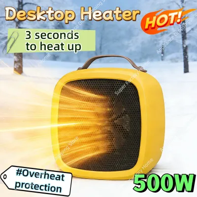 500W Portable Small Space Heater Fast Heating Lightweight Desktop Warm Air Heater Indoor Office Home Outdoor Warmer Fan 2026