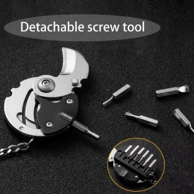 New Mini Keychain With Batch Head Multi-purpose Portable Screwdriver Keychain Stainless Steel Outdoor Gadgets