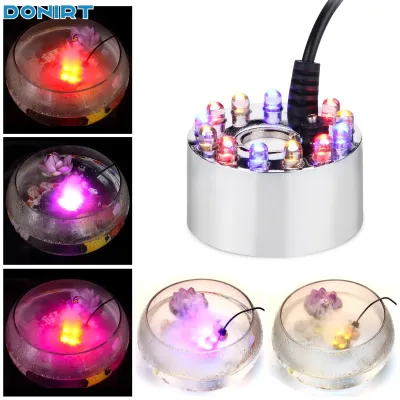 12 Lights Fog Maker 16mm Mini LED Pumpkin Light Fogger Water Fountain Pond Fog Ultrasonic Atomizer for Halloween Christmas Party