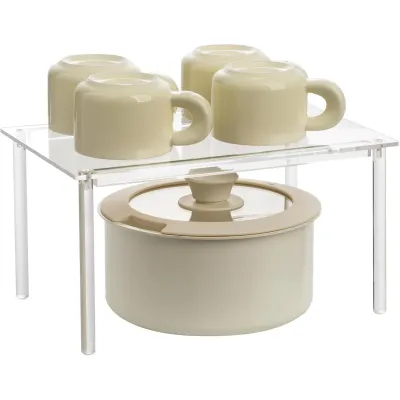 Acrylic Cabinet Organizer, Clear Spice Rack Shelf Risers for Kitchen Countertop Bathroom Desk Dresser Storage