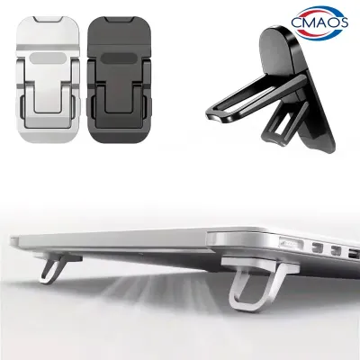 2PCS Mini Foldable Laptop Stand ABS Plastic Portable Self Adhesive Invisible Computer Keyboard Riser with 2 Adjustable Angles