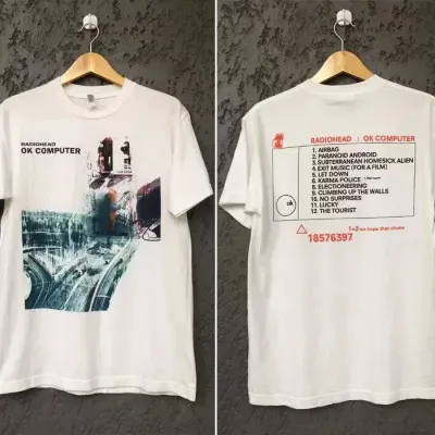 NEW! Radiohead Ok Computer Vintage Album T-Shirt Graphic Short Sleeve Shirt Unisex Men Women Summer