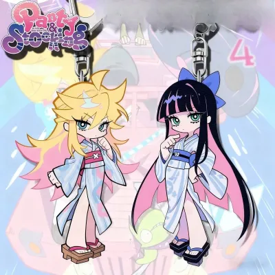 New Panty Stocking with Garterbelt Keychain Surrounding Acrylic Student Cute Backpack Pendants Jewelry Keyring Festival Gift