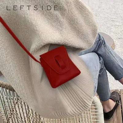 LEFTSIDE Cute Mini PU Leather Cross Body Bags for Women 2024 Winter Y2K New Trend Designer Crossbody Bags Females Handbags
