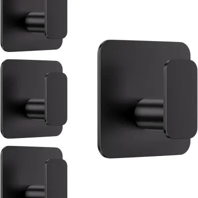 Heavy Duty Adhesive Hooks for Hanging, 22lb Strong Wall Hooks No Damage for Bathroom, Kitchen, Towel, Coat, Rustproof Stainless