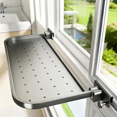 1pc No Drill Balcony Foldable Drying Shelf Wall Mounted Window Sill Extender for 2-6mm Frame, Shoes Socks Drying Rack, Bathroom