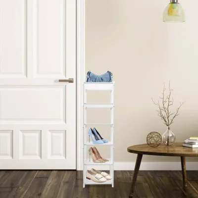6-Tier Folding Shoe Rack Space Saving Tall Narrow Freestanding Shoe Storage Organizer for Entryway Home Dormitory Corner