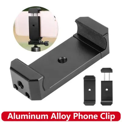 Aluminum Alloy Phone Clip Holder with 1/4" Screw Hole 60-90mm Adjustable for Tripod Selfie Stick iPhone Samsung Vlog Photography