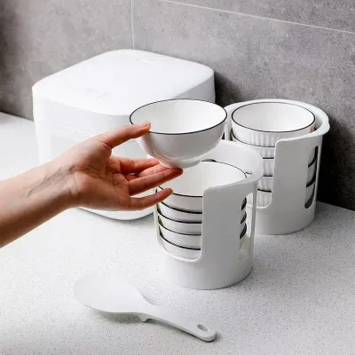 Tableware Draining Rack 2 Layer Bowl Dish Storage Kitchen Counter Organizer for Easy Access and Drying