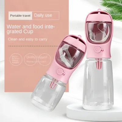 2 In1 Portable Dog Cat Water Bottle with Storage Food and Water Container for Puppy Pets dogs Feeder Bowl Outdoor Travel