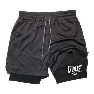 Men's Compression Gym Shorts EVERLAST Printed Sports Pants Double Layer Quick Drying Basketball BeachMuscles Fitness