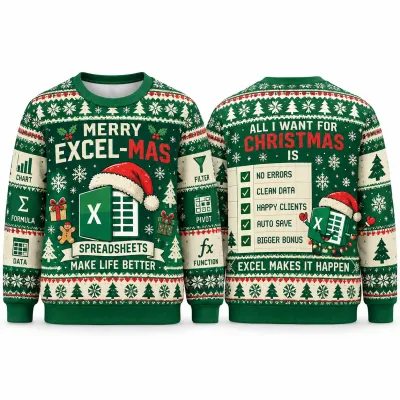 Hot Spreadsheet Santa Ugly Christmas Sweater, Funny Office Sweaters For Excel Fans, Excel Data Lover Holiday Party Gift