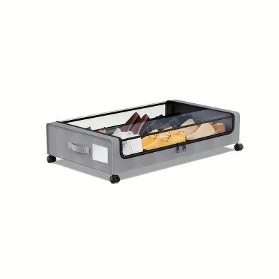 Underbed Lockers with Wheels and Lids-Space - saving Pull - out Storage Containers for Shoes and Clothes.Ideal for Dorm Bedrooms