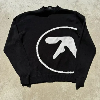 Men's Sweater Y2K Aphex Twin Knit Oversized Pullovers Gothic Jumper Winter Graphic Streetwear Long Sleeve Tops Vintage Clothing