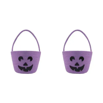 MACH-2X Halloween Basket For Kids, Trick Or Treat Basket, Cute Pumpkin Candy Bucket, Bags For Girls/Boys Gift Baskets Empty