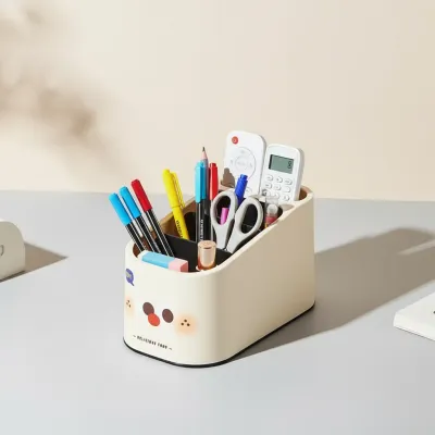 Desk Organizer Pen Holder With Compartments For Stationery And Cosmetics Made Of HIPS Material Suitable For Student Dorm Office
