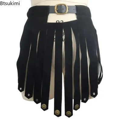 Medieval Ancient Roman Legion Gladiator Battle Belt Skirt Gothic Steampunk PU Leather Armor Cosplay Halloween Costume Accessory