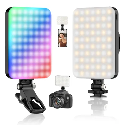 RGB Video Light Portable LED Camera Light Panel Full Color Rechargeable Lighting for Vlog TikTok Photography, Video Conference