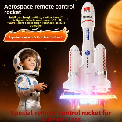28cm Remote Control Space Rocket RC Astronaut Space Shuttle Mini RC Drone With LED Fire 360° Roll Quadcopter Aircraft Kids Toy