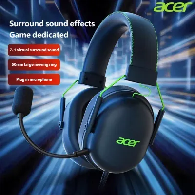 2025 Acer OHW200 Headphones with Mic 7.1 Surround Sound Wired USB Gaming Headset with Mic Noise Cancelling- Gamer for PC, Laptop