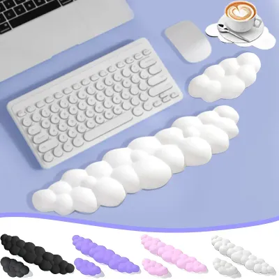 Cloud Shape Wrist Rest Pad Soft PU Material Anti-Slip Rubber Base Memory Foam for 100 Keys 87 Keys 68keys Keyboard Mousepad