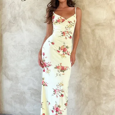 Dulzura Sexy Y2K Clothes Floral Print Sleeveless Backless Bodycon Maxi Dresses For Women 2023 Club Birthday Party Elegant Outfit