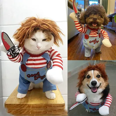 Halloween Funny Dog Cat Clothes for Small Medium Dogs Cats Pet Outfits Party Dressed Up Cosplay Costumes MWTJK02
