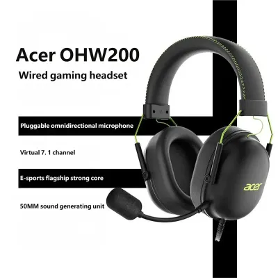 2025 Acer Gaming Headphones OHW200 7.1 Surround Sound Wired USB Headsets Gamer with Mic Noise Cancelling- Gamer for PC, Laptop