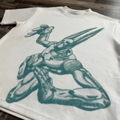 D4c High Street Cotton T-shirts Vintage Y2K Tops Print Oversized Fashion Short Sleeved Causal T- Shirts Casual Loose Unisex