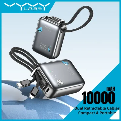 Mini Power Bank 22.5W 10000mAh with USB-C Lightning Cable Pocket-Sized Smaller Fast Charging Portable for iPhone Samsung Huawei