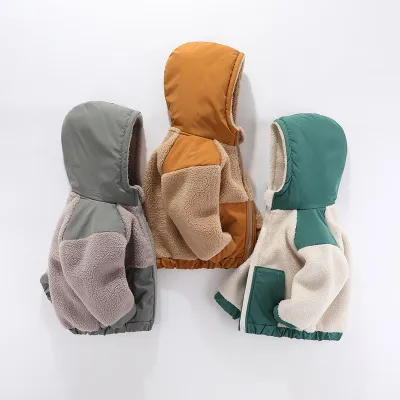 2026 New Autumn Winter Boys Jacket Warm Fleece Baby Coat Fashion Zipper Hooded Children Outerwear 1 2 3 4 5 6 7 Yrs Kids Clothes