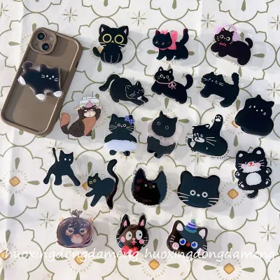White footed cat For Magsafe Magnetic Phone Grip Tok Griptok Stand For iPhone Funny Foldable Wireless Charging Holder