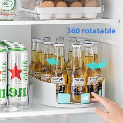 Rotating Beverage Storage Rack Multi functional 360 Degree Turntable For Kitchen Fridge Countertop Organizer Holds Drinks Spices