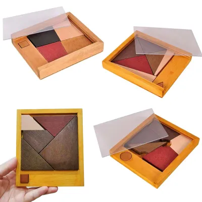 Wooden Brain Teaser Classic IQ Unique Tangram Puzzles for Adults Kids Problem Solving Educational Toys Intellectual Gifts